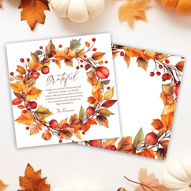 Herbstreath Elegante Rustikaler Erntedank Feiertagskarte (Autumn Wreath Elegant Rustic Thanksgiving Holiday Card)