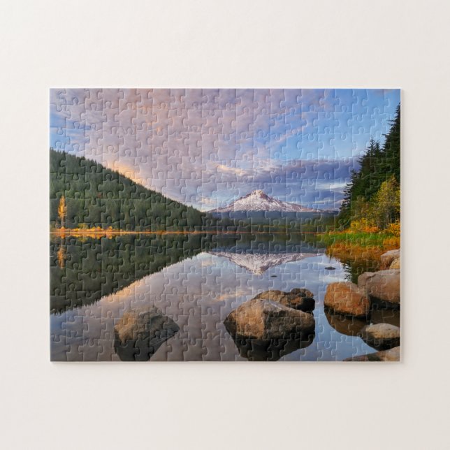 Herbstreflektion des Monte Hood in Trillium Lake Puzzle (Horizontal)