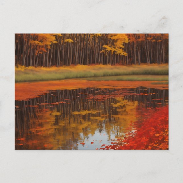 Herbstreflektionen A Serene Lake Postkarte (Vorderseite)