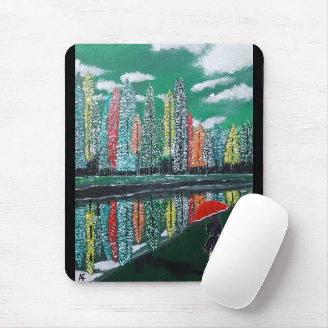 Herbstreflexionsmalerei von Alfred Fox Mousepad (Mit Mouse)