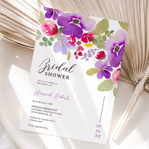 Herbstrosa lila florales Brautparty Einladung