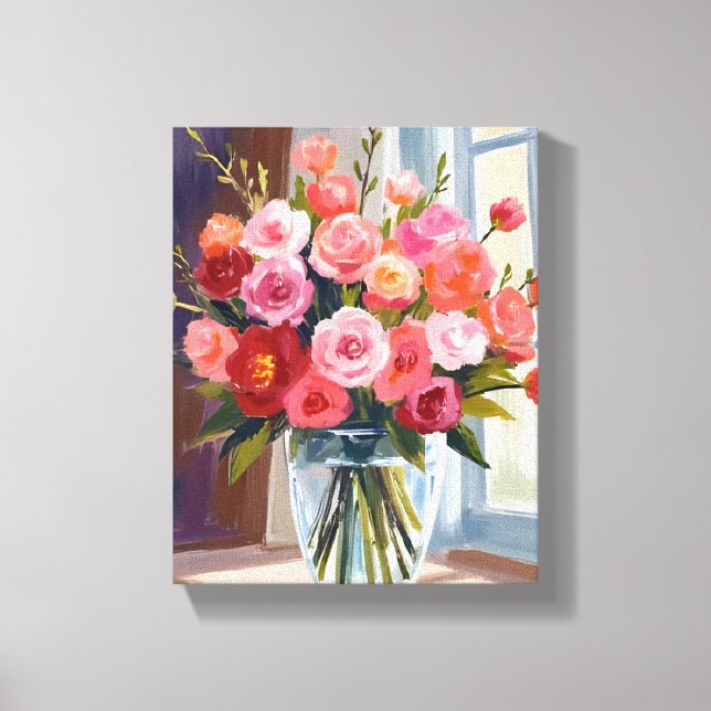 Herbstrosenstrauß Floral Herbst Leinwanddruck (Vorderseite)