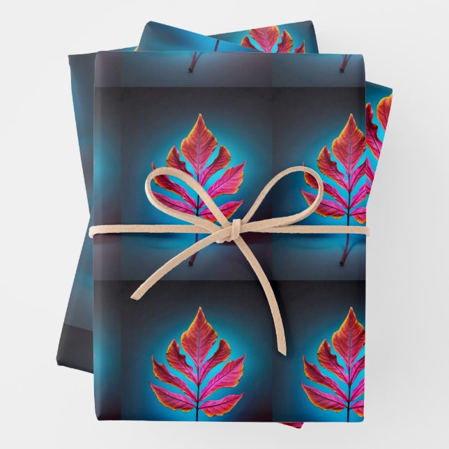 Herbstrost - Rustikales rotes Leaf-Papier Geschenkpapier Set (Beispiel)