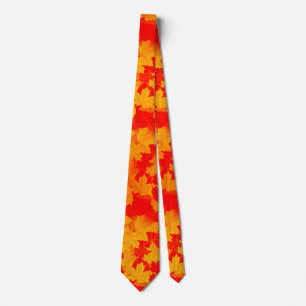 Herbstrot und goldenes Blätter Muster Krawatte