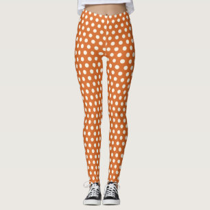 Herbstrot und weißer Polka-Punkt Leggings