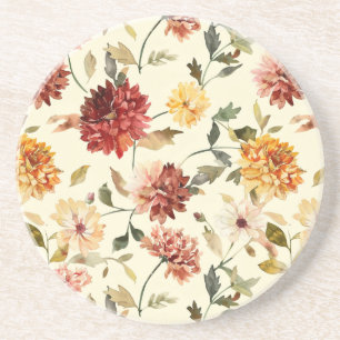 Herbstrote Gelbe Rosa Blumen Getränkeuntersetzer