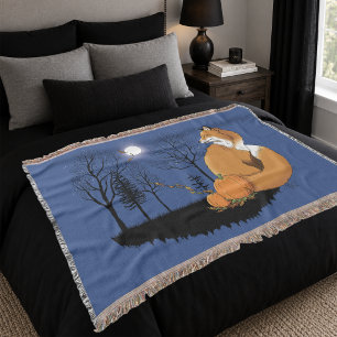 Herbstroter Fuchs-Kürbis-Wald Herbst Blau Decke