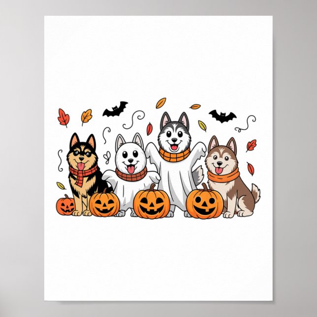 Herbstsaal des sibirischen Husky-Ghost-Geistes Poster (Vorne)