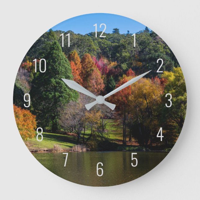Herbstsaison Bäume Naturlandschaft Australien Große Wanduhr (Vorderseite)