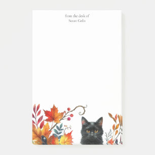 Herbstsaison Blätter Black Cat Personalisiert Post-it Klebezettel