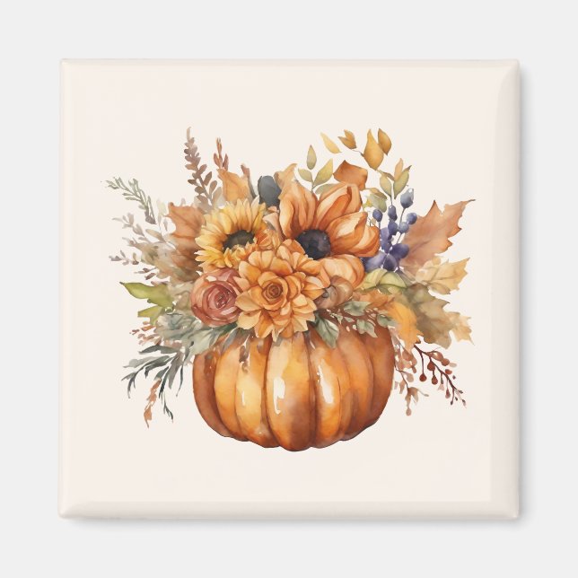 Herbstsaison - Pumpkin mit Blume- Magnet (Vorne)