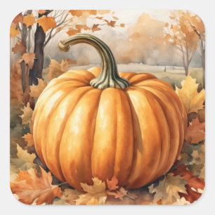 Herbstsaison Pumpkin Thema Quadratischer Aufkleber