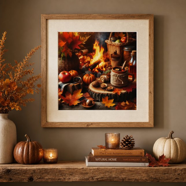 Herbstsaison Pumpkins und Camp Fire AI Poster (Von Creator hochgeladen)