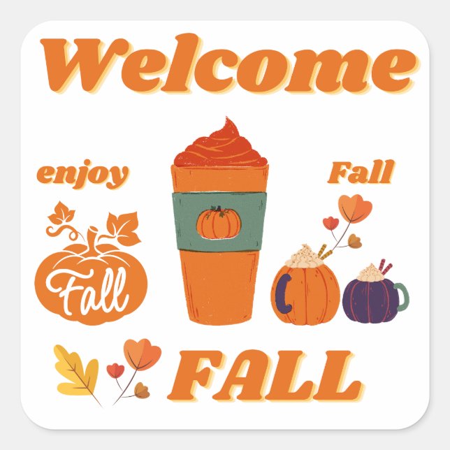 Herbstsaisongestaltung Quadratischer Aufkleber (Vorderseite)