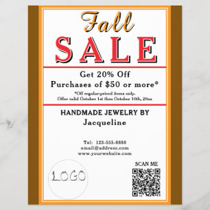 Herbstsale Orange Braun Weiß Herz Flyer