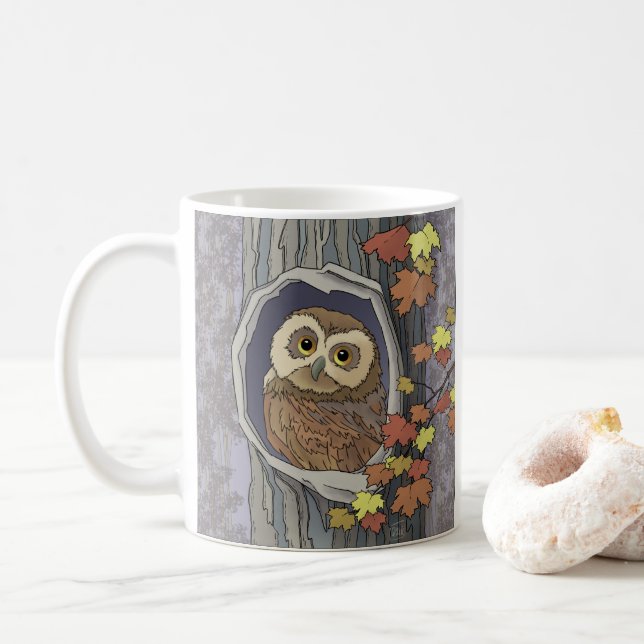 Herbstschale und Herbstfarben Kaffeezubereitung Ta Kaffeetasse (Mit Donut)