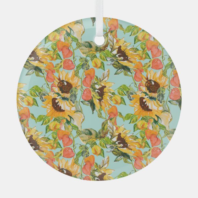 Herbstschlucker: Nahtloses Naturmuster Ornament Aus Glas (Vorderseite)