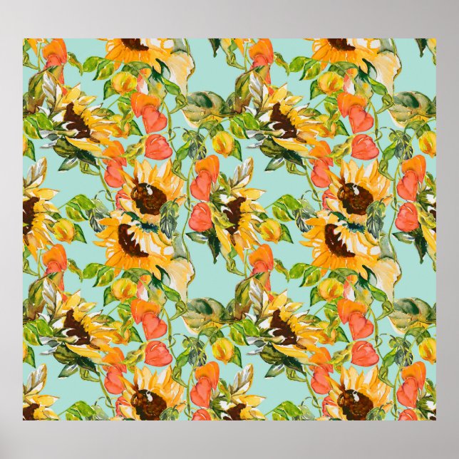 Herbstschlucker: Nahtloses Naturmuster Poster (Vorne)