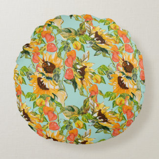 Herbstschlucker: Nahtloses Naturmuster Rundes Kissen