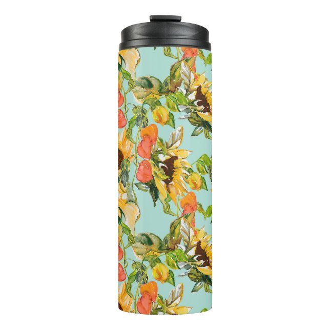 Herbstschlucker: Nahtloses Naturmuster Thermosbecher (Vorderseite)