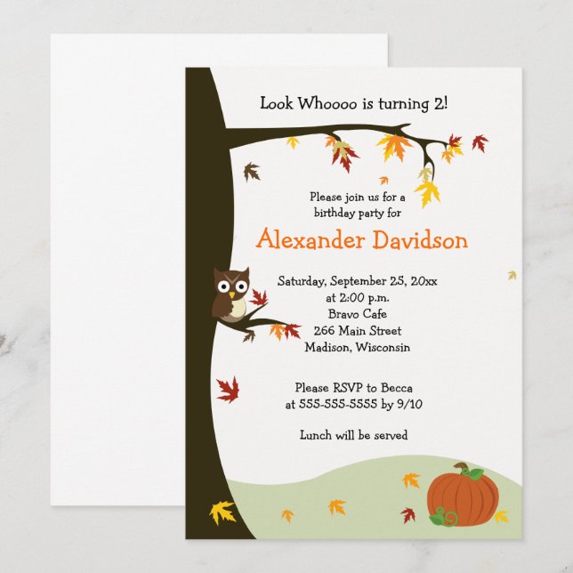 Herbstschüssel in Bäume Geburtstag Einladung 12x18 (Vorne/Hinten)