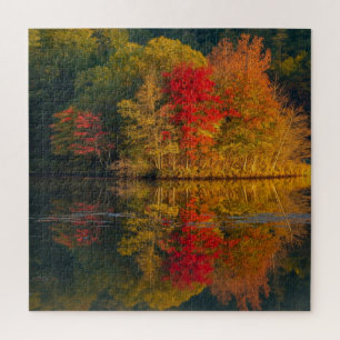 Herbstsee und Baumpuzzle Puzzle