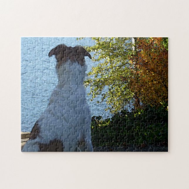 Herbstsee und Borzoi Puzzle (Horizontal)