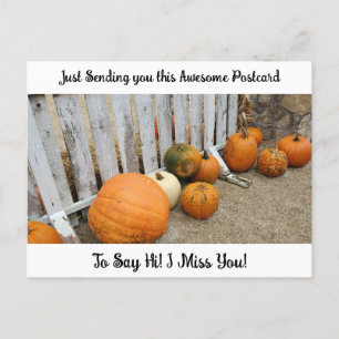 Herbstsegmente "I Miss YOU" Sprichwort Hi Postcard Postkarte