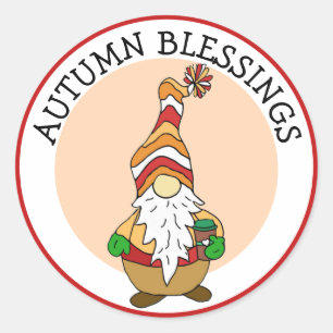 Herbstsegnung, Gnome-Holding-Kaffee Runder Aufkleber