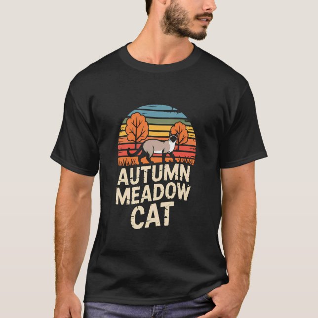 Herbstsiamesenkatze Retrofeld T-Shirt (Vorderseite)