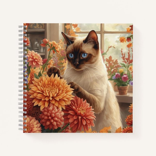 Herbstsima Katze für Erntedank Notizbuch (Vorderseite)