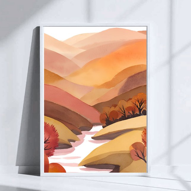Herbstsitz | Wasserfarbenlandschaft des Herbstlaub Poster (Von Creator hochgeladen)