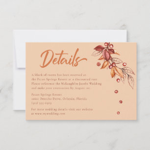 Herbstsonne Terracotta Hochzeit Details RSVP Karte