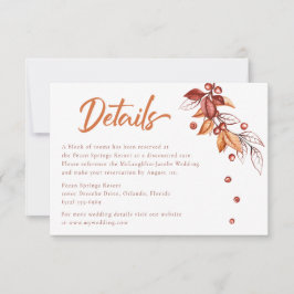 Herbstsonne Terracotta Hochzeit Details RSVP Karte