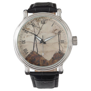 Herbstsonne und Bäume von Egon Schiele, Vintage Ar Armbanduhr