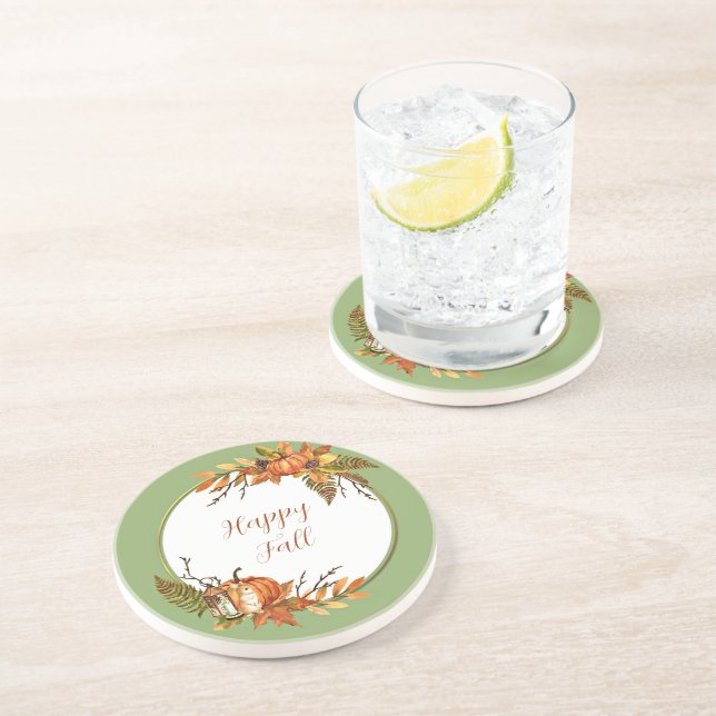 Herbstsonne und Kürbisse mit individualisierbarem  Getränkeuntersetzer (Seite)