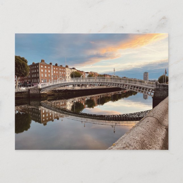 Herbstsonnenaufgang an der Ha'Penny Bridge, Dublin Postkarte (Vorderseite)