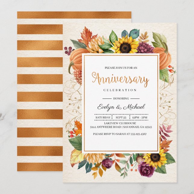 Herbstsonnenblume Herbst Jubiläum Einladung (Vorne/Hinten)