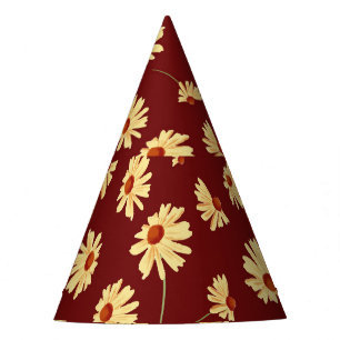 Herbstsonnenblume: Maroon Nahtloses Design Partyhütchen