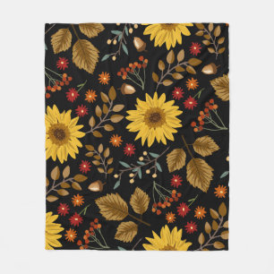 Herbstsonnenblumen: Ahorn Schwarz Hintergrund Fleecedecke