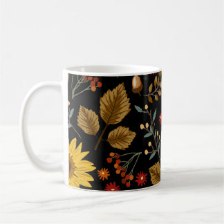 Herbstsonnenblumen: Ahorn Schwarz Hintergrund Kaffeetasse