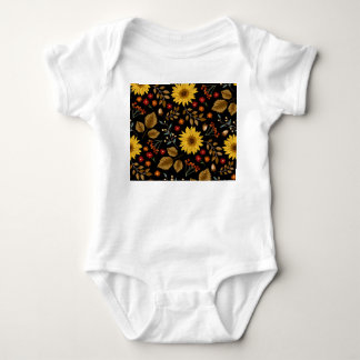 Herbstsonnenblumen: Ahornschwarzer Hintergrund Baby Strampler