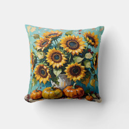 Herbstsonnenblumen, Herbstsonnenblumen und Kürbisp Kissen