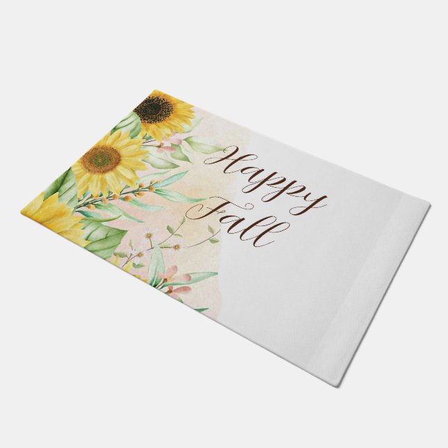 Herbstsonnenblumen mit anpassbarem Text  Fußmatte (Schrägansicht)