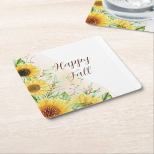 Herbstsonnenblumen mit anpassbarem Text Rechteckiger Pappuntersetzer