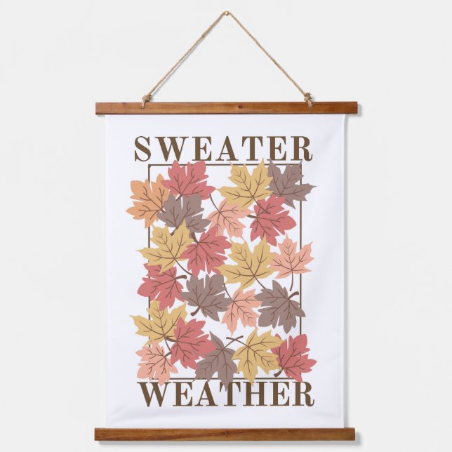 Herbstsonnenwetter Herbstlaub Wandteppich Mit Holzrahmen (Vorderseite)