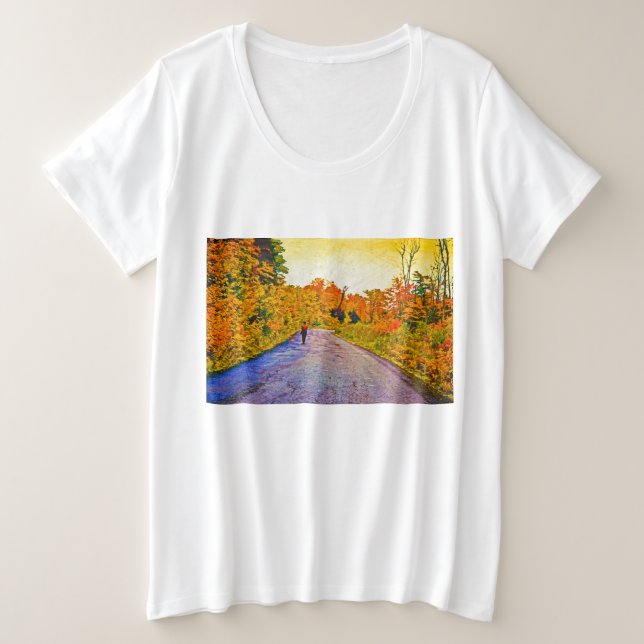 Herbstspaziergang Große Größe T-Shirt (Design vorne)