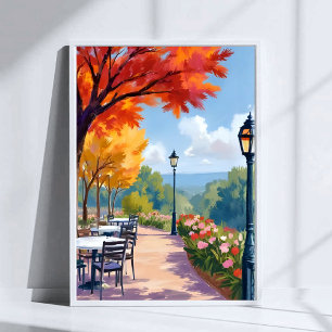 Herbstspaziergang im Park Aquarell Herbstlaub Kuns Poster