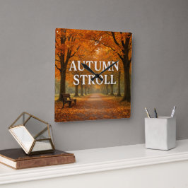 Herbstspaziergang Quadratische Wanduhr