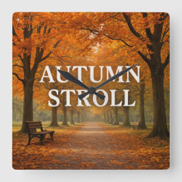 Herbstspaziergang Quadratische Wanduhr